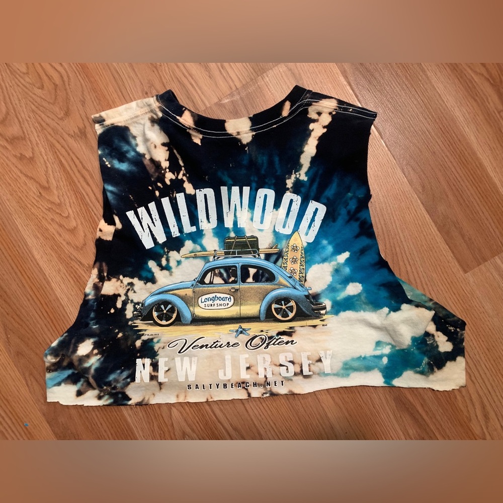 Wildwood New Jersey long sleeve bleach tiedye distressed venture often crop top